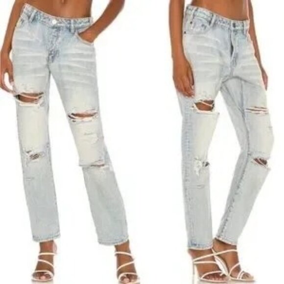 One Teaspoon Womens 27 Saints Trashed Distressed Boyfriend Jeans‎ - Picture 1 of 16
